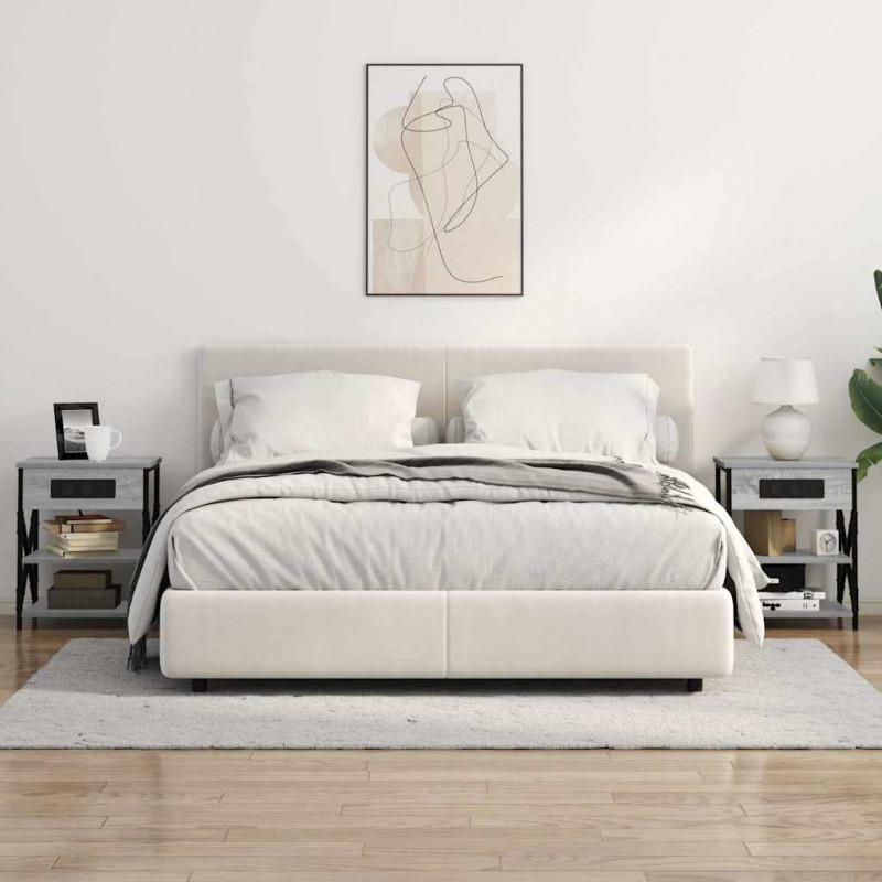 Szafka Nocna z półką 2 pcs Szary Sonoma 41 x 31 x 51 cm