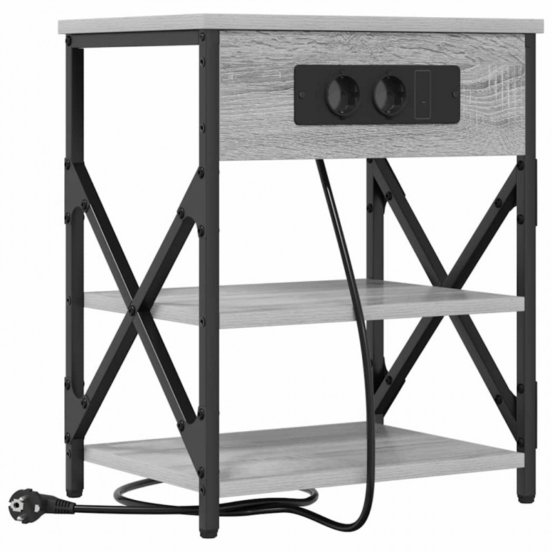 Szafka Nocna z półką 2 pcs Szary Sonoma 41 x 31 x 51 cm