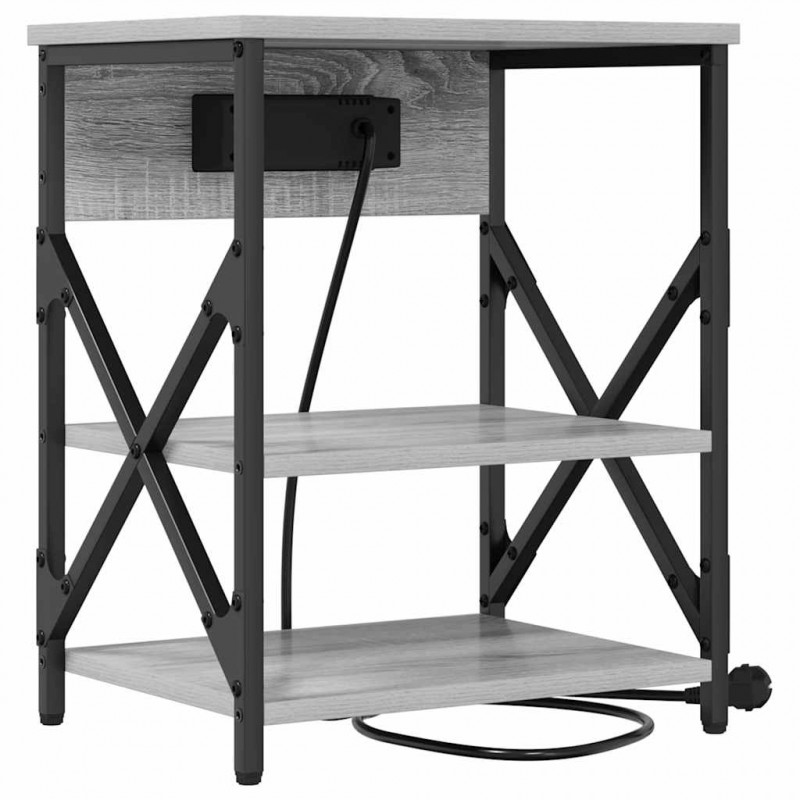 Szafka Nocna z półką 2 pcs Szary Sonoma 41 x 31 x 51 cm
