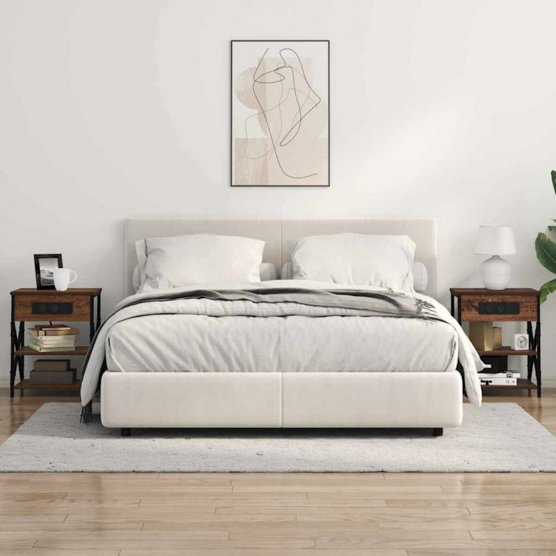 Szafka Nocna z półką 2 pcs Brązowy dąb 41 x 31 x 51 cm
