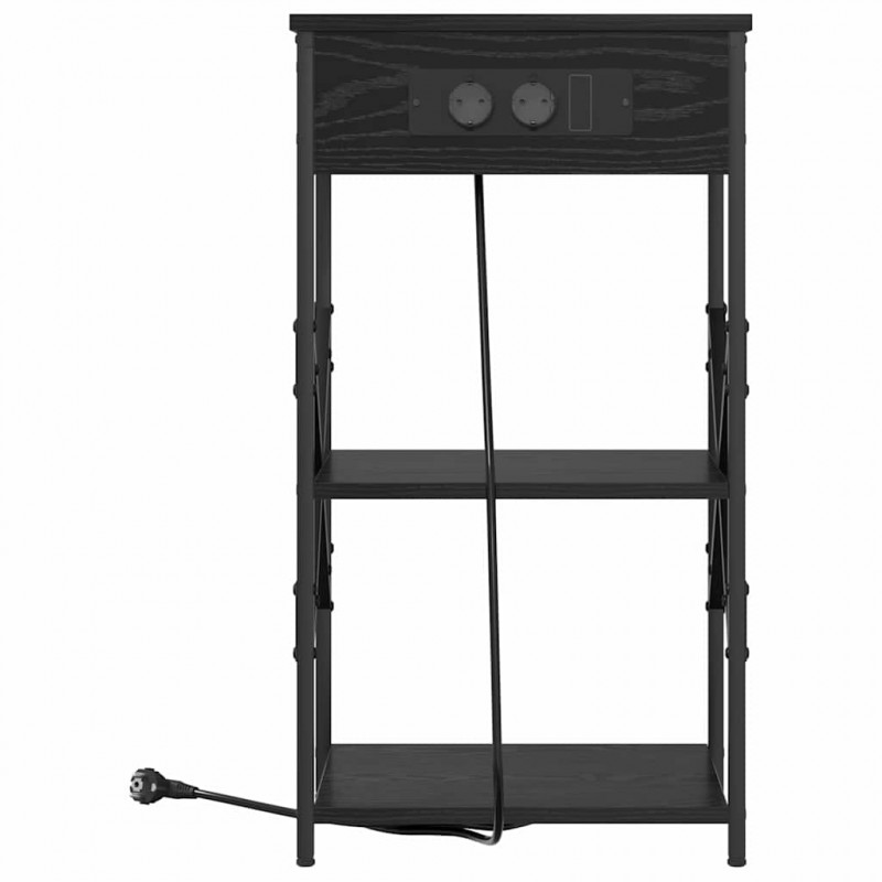 Szafka Nocna z półką 2 pcs Czarny Dąb 41 x 31 x 76 cm