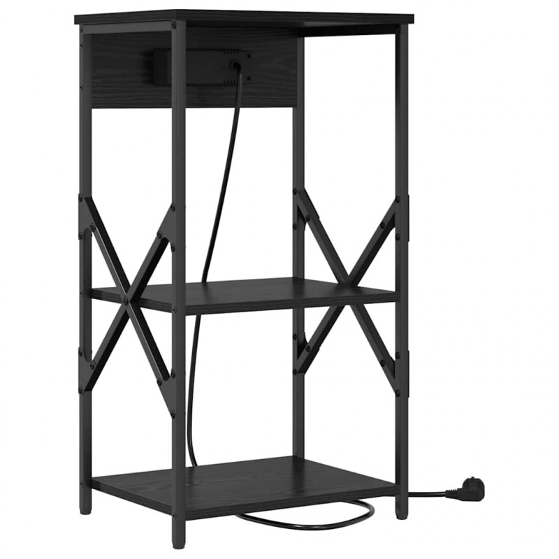 Szafka Nocna z półką 2 pcs Czarny Dąb 41 x 31 x 76 cm