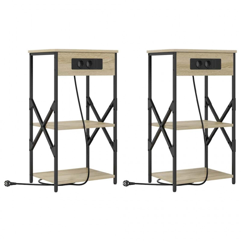 Szafka Nocna z półką 2 pcs Dąb Sonoma 41 x 31 x 76 cm