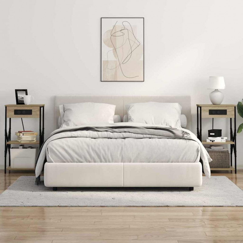 Szafka Nocna z półką 2 pcs Dąb Sonoma 41 x 31 x 76 cm