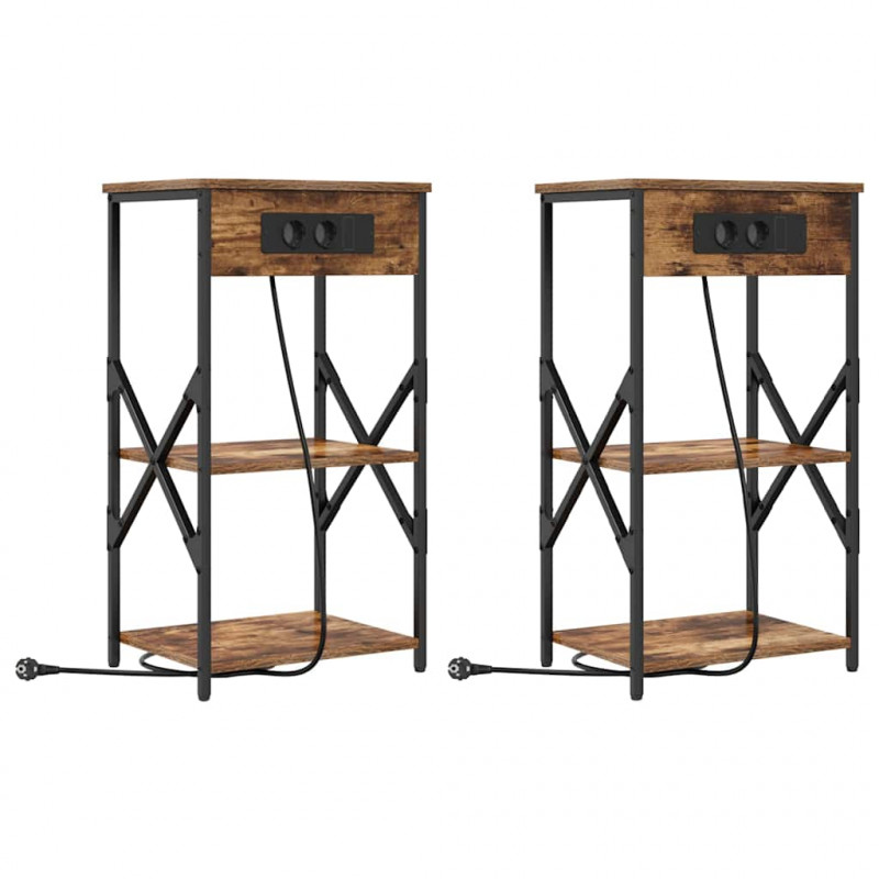 Szafka Nocna z półką 2 pcs Dąb wędzony 41 x 31 x 76 cm