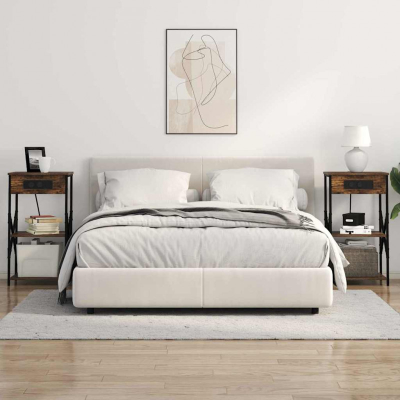 Szafka Nocna z półką 2 pcs Dąb wędzony 41 x 31 x 76 cm
