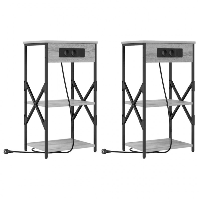 Szafka Nocna z półką 2 pcs Szary Sonoma 41 x 31 x 76 cm