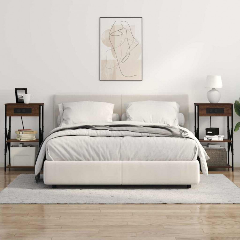 Szafka Nocna z półką 2 pcs Brązowy dąb 41 x 31 x 76 cm