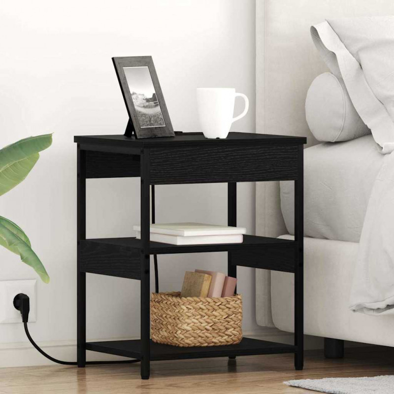 Szafka Nocna 2 pcs Czarny Dąb 41 x 31 x 51 cm