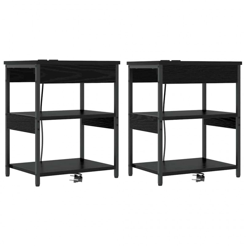Szafka Nocna 2 pcs Czarny Dąb 41 x 31 x 51 cm