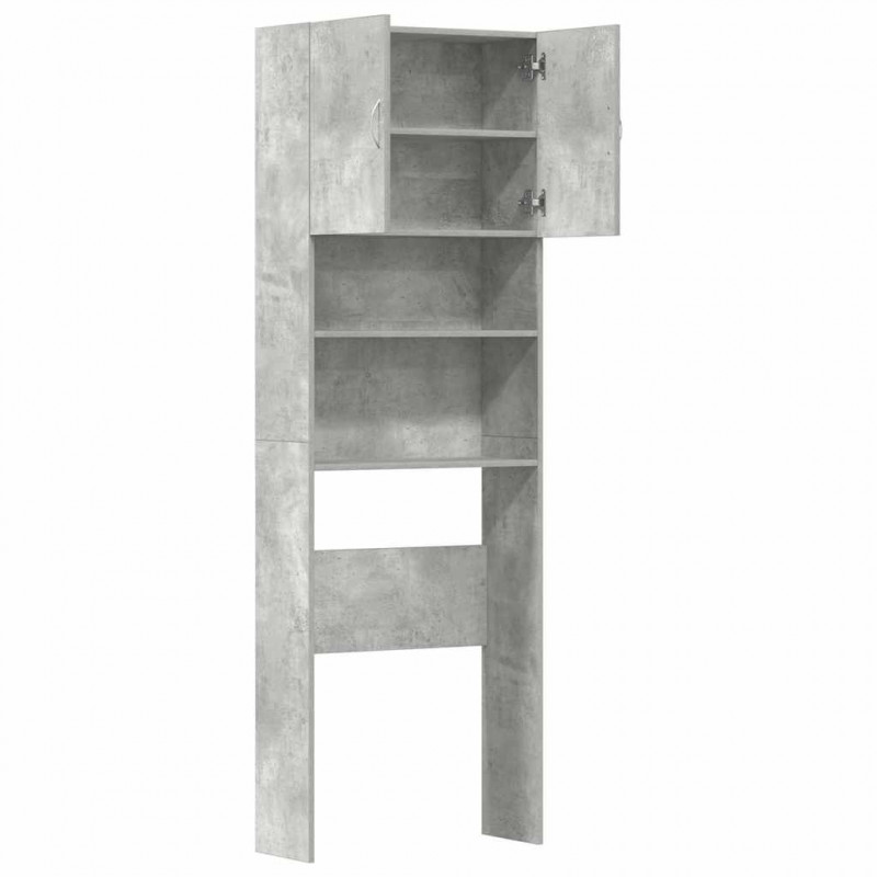 Szafka pod pralkę Betonowa szara 64x24x190 cm Drewno klejone