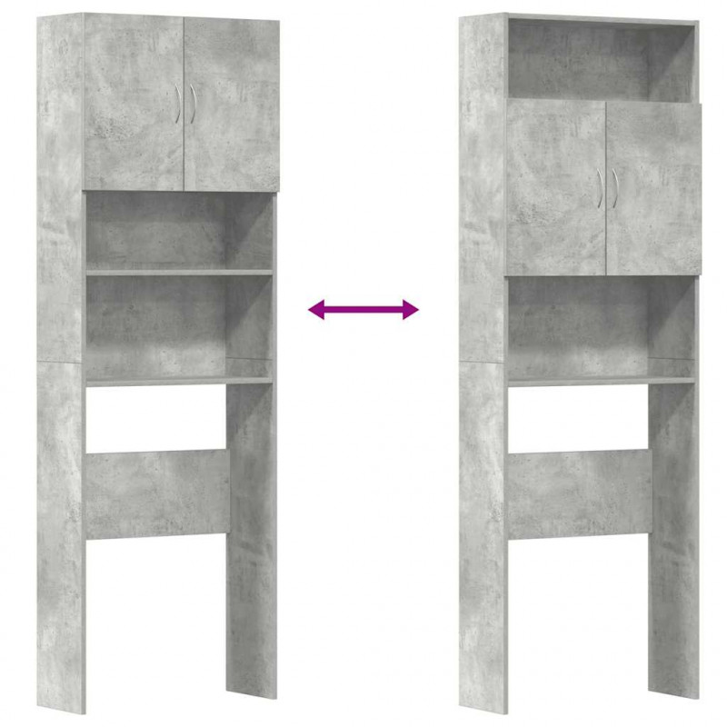 Szafka pod pralkę Betonowa szara 64x24x190 cm Drewno klejone