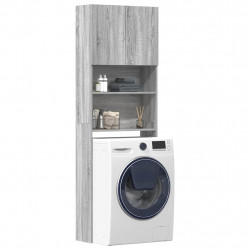 Szafka pod pralkę Sonoma Szara 64x24x190 cm Drewno klejone