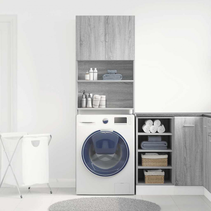 Szafka pod pralkę Sonoma Szara 64x24x190 cm Drewno klejone