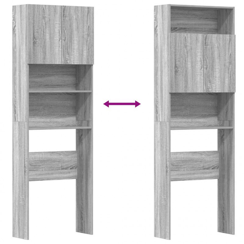 Szafka pod pralkę Sonoma Szara 64x24x190 cm Drewno klejone