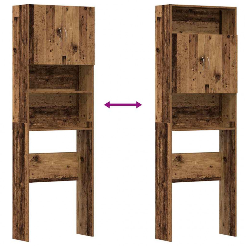 Szafka pod pralkę Stare drewno 64x24x190 cm Drewno klejone