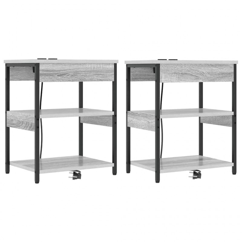 Szafka Nocna 2 pcs Szary Sonoma 41 x 31 x 51 cm