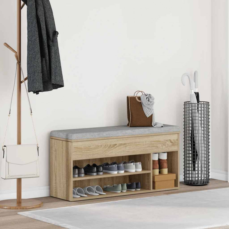 Ławka na buty dąb sonoma 102x30,5x45 cm materiał drewnopochodny
