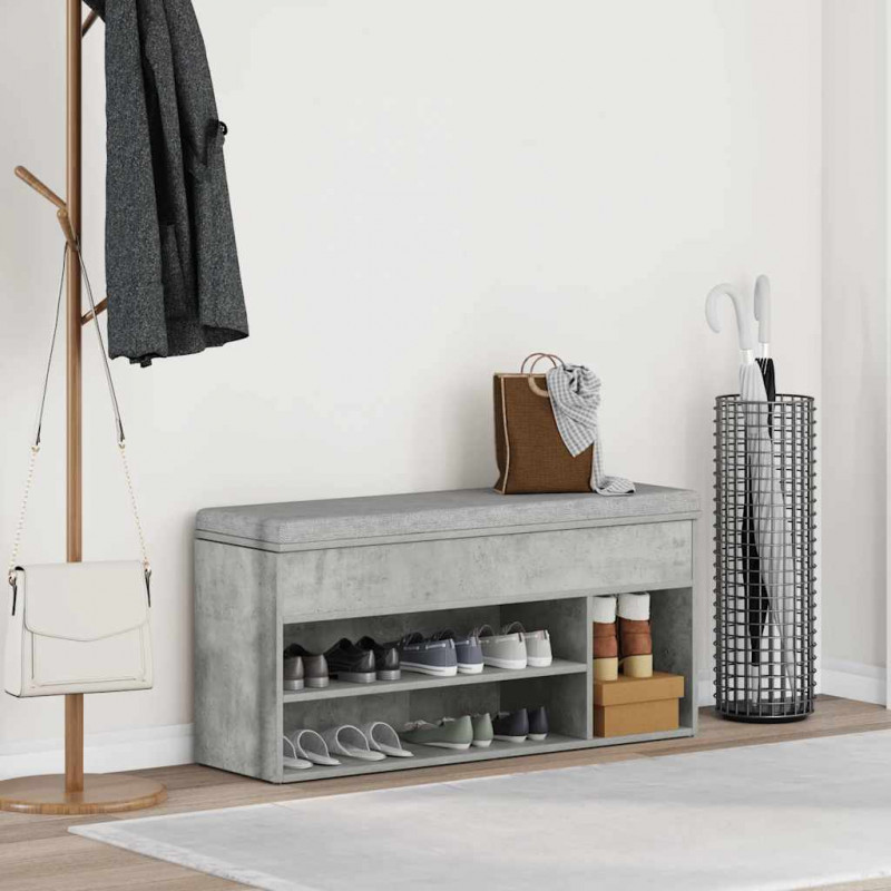Ławka z miejscem na buty, szarość betonu, 102x30,5x45 cm