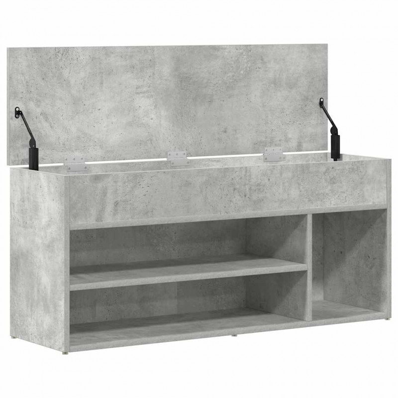 Ławka z miejscem na buty, szarość betonu, 102x30,5x45 cm
