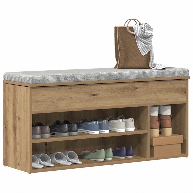 Ławka ze schowkiem na buty, dąb artisan, 102x30,5x45 cm