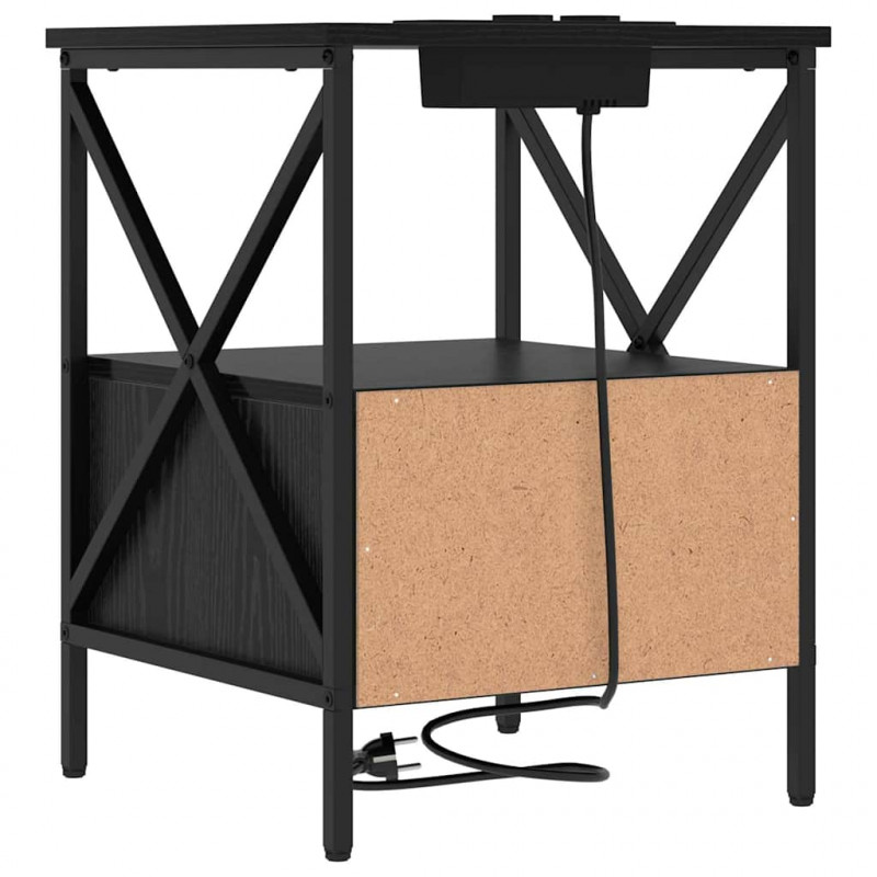 Szafka Nocna z szufladą 2 pcs Czarny Dąb 41,5 x 40,5 x 55 cm