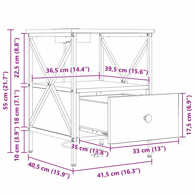 Szafka Nocna z szufladą 2 pcs Dąb Sonoma 41,5 x 40,5 x 55 cm