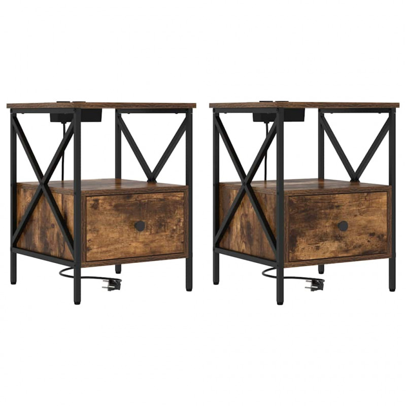 Szafka Nocna z szufladą 2 pcs Dąb wędzony 41,5 x 40,5 x 55 cm
