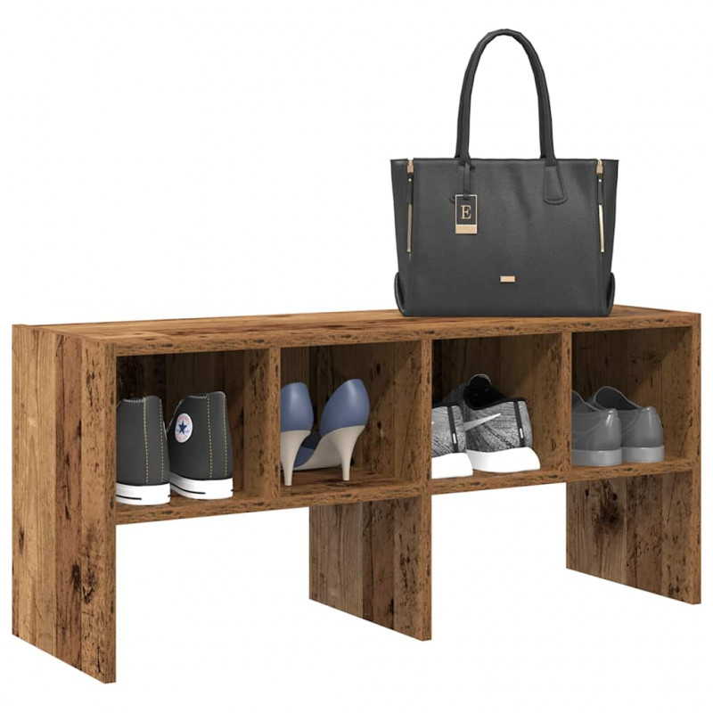 Stojak na buty, sztaplowany, stare drewno, 89,5x30x40 cm