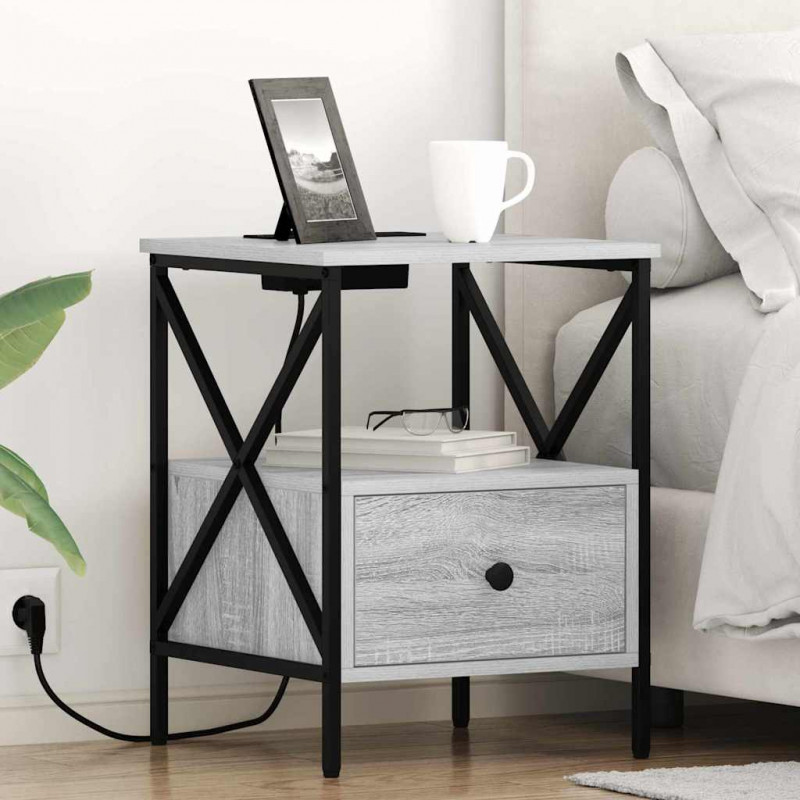 Szafka Nocna z szufladą 2 pcs Szary Sonoma 41,5 x 40,5 x 55 cm