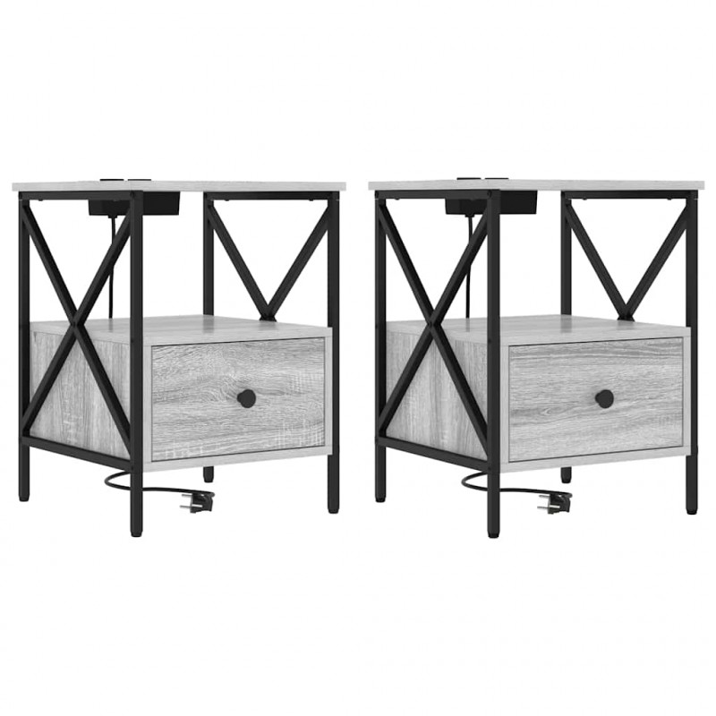 Szafka Nocna z szufladą 2 pcs Szary Sonoma 41,5 x 40,5 x 55 cm