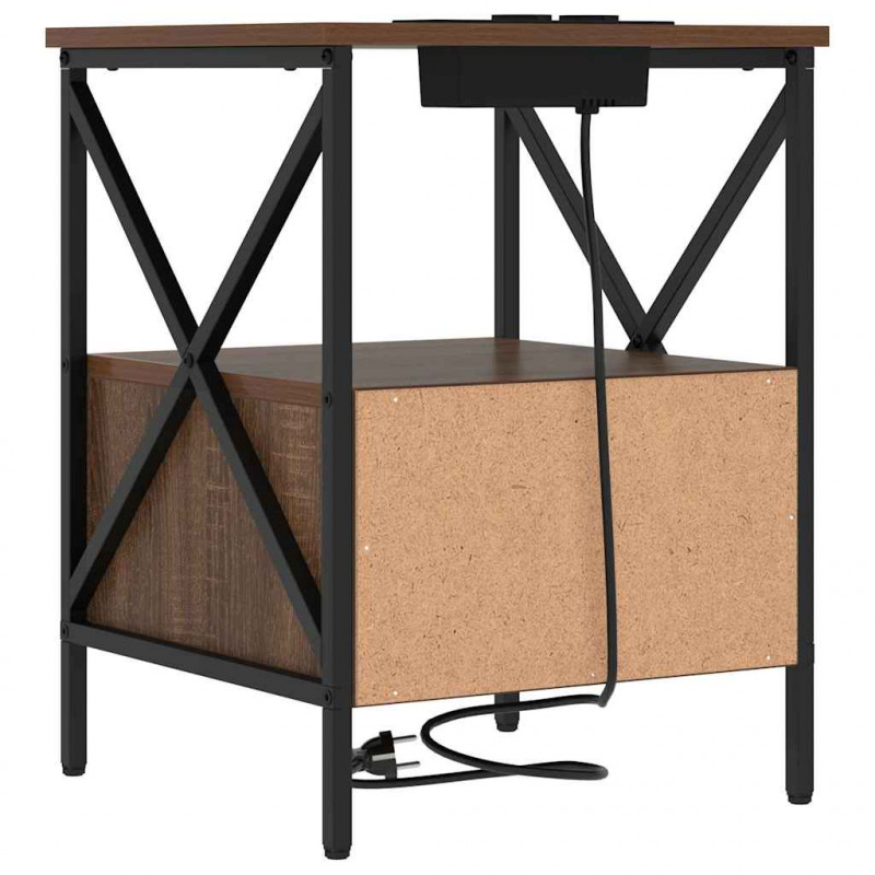 Szafka Nocna z szufladą 2 pcs Brązowy dąb 41,5 x 40,5 x 55 cm
