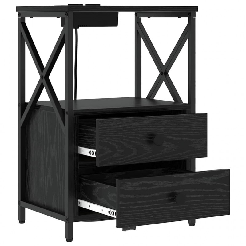 Szafka Nocna z szufladą 2 pcs Czarny Dąb 40 x 31 x 60 cm