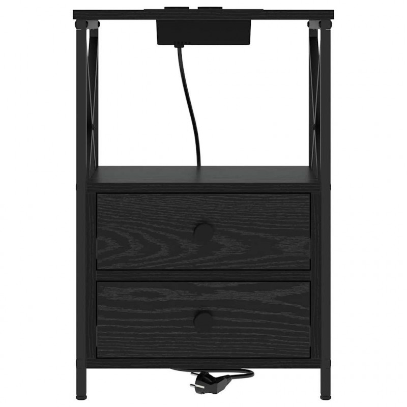 Szafka Nocna z szufladą 2 pcs Czarny Dąb 40 x 31 x 60 cm