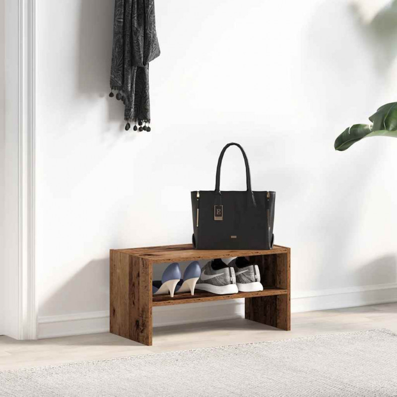 Stojak na buty, sztaplowany, stare drewno, 60x30x30,5 cm