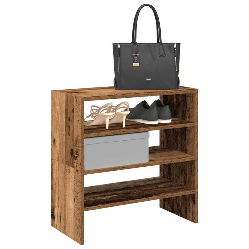 Stojaki na buty 2 szt., sztaplowany, stare drewno, 60x30x30,5cm