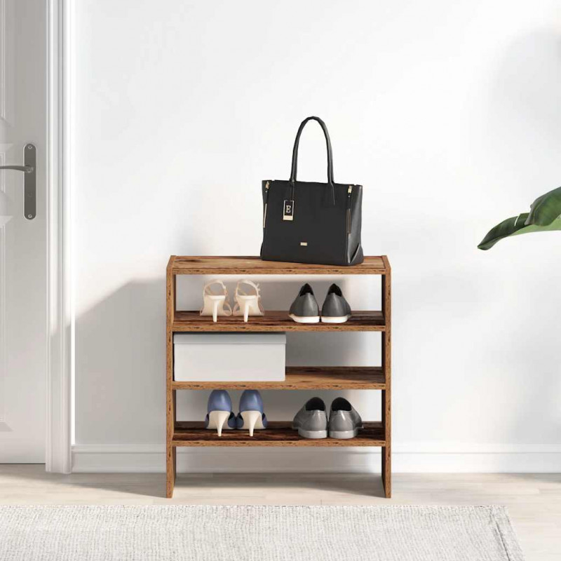 Stojaki na buty 2 szt., sztaplowany, stare drewno, 60x30x30,5cm