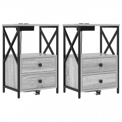 Szafka Nocna z szufladą 2 pcs Szary Sonoma 40 x 31 x 60 cm