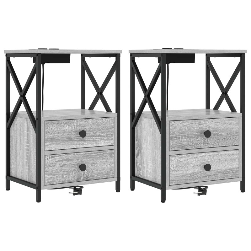 Szafka Nocna z szufladą 2 pcs Szary Sonoma 40 x 31 x 60 cm