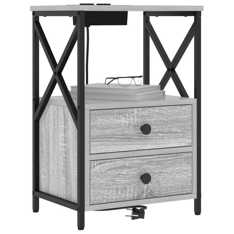 Szafka Nocna z szufladą 2 pcs Szary Sonoma 40 x 31 x 60 cm