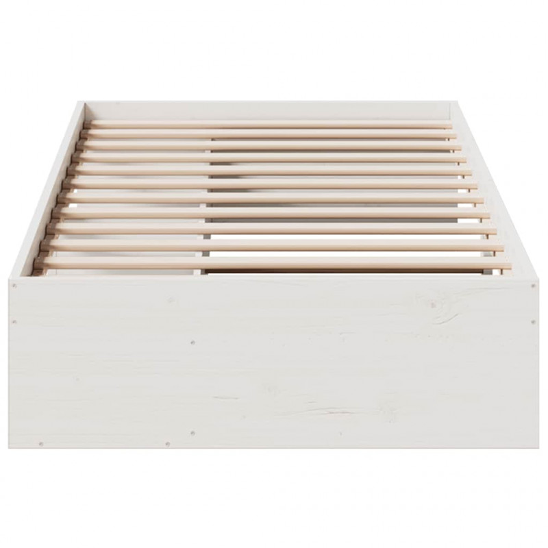 Łóżko dzienne bez materaca białe 100x200 cm lite drewno sosnowe