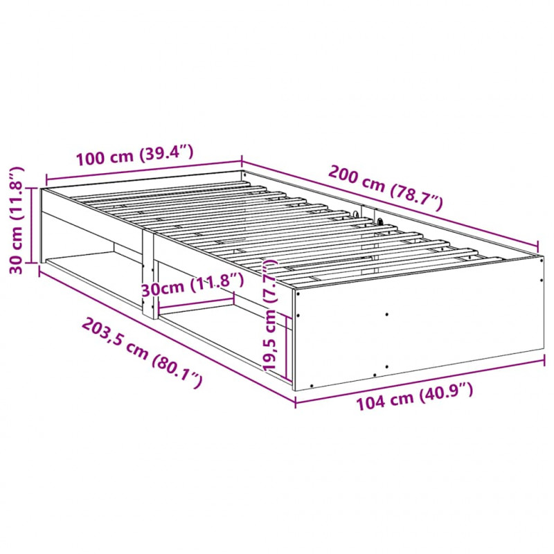 Łóżko dzienne bez materaca białe 100x200 cm lite drewno sosnowe