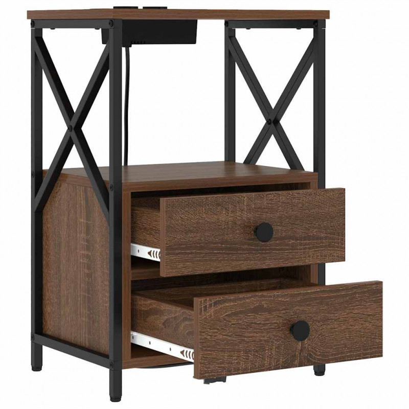 Szafka Nocna z szufladą 2 pcs Brązowy dąb 40 x 31 x 60 cm