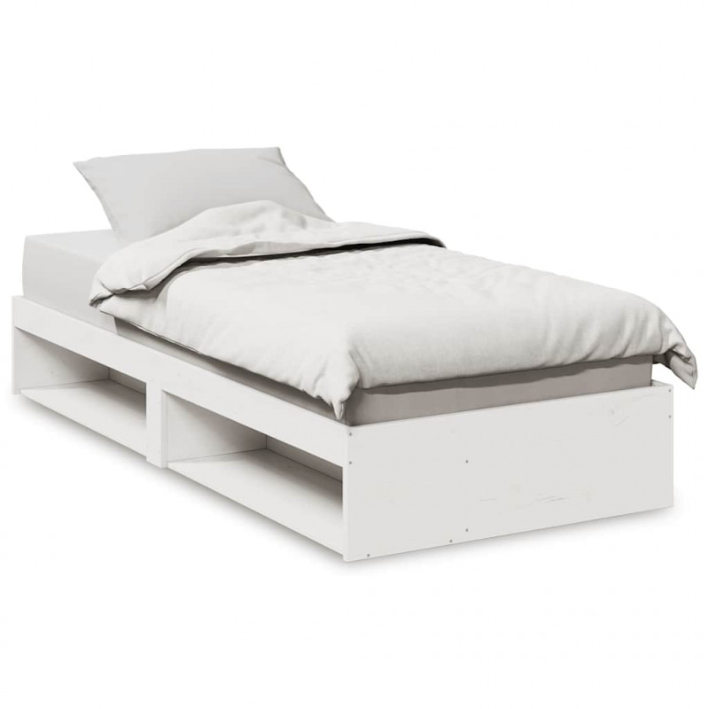 Łóżko dzienne bez materaca białe 75x190 cm lite drewno sosnowe