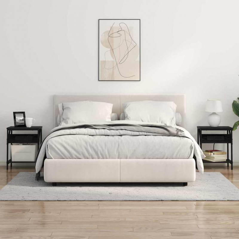 Szafka Nocna 2 pcs Czarny Dąb 38 x 30 x 48 cm