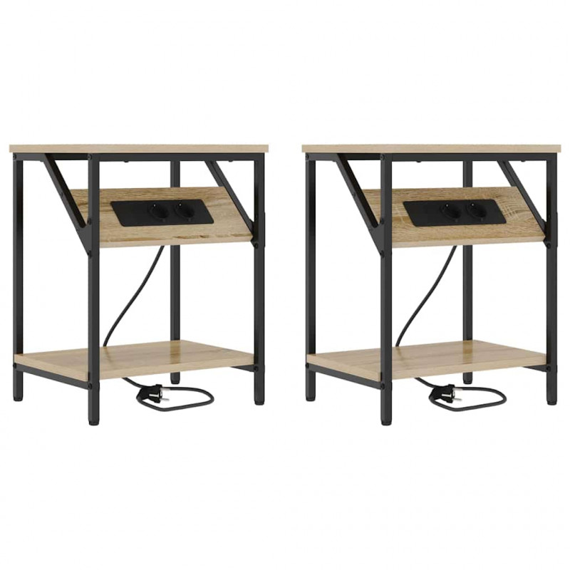 Szafka Nocna 2 pcs Dąb Sonoma 38 x 30 x 48 cm