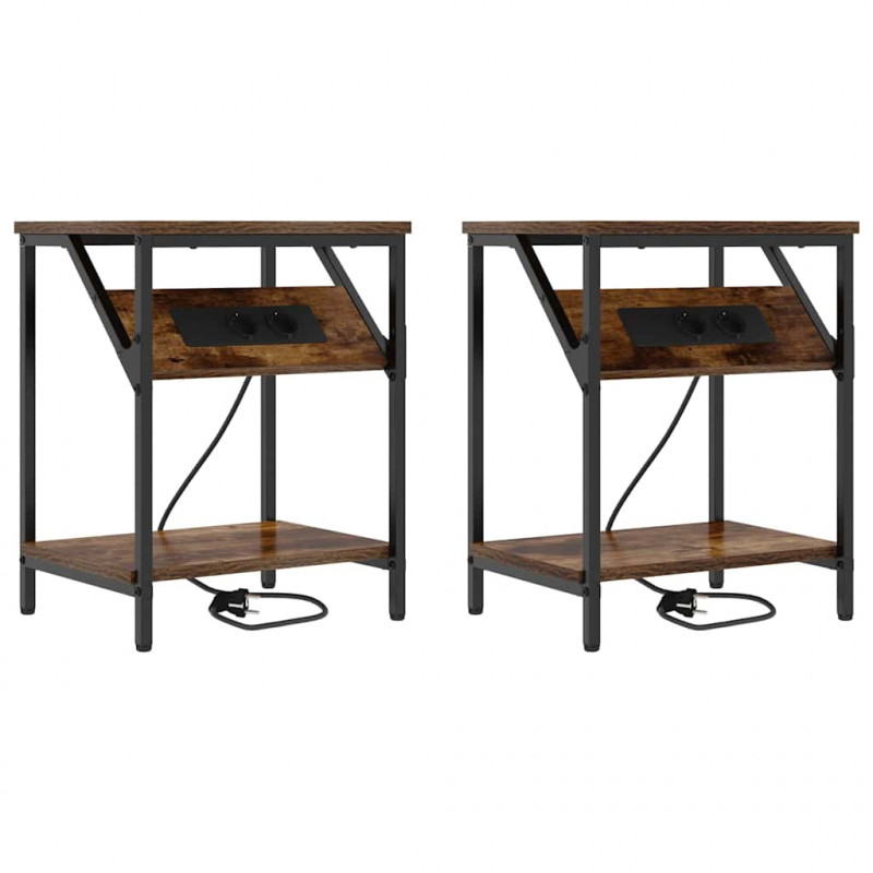 Szafka Nocna 2 pcs Dąb wędzony 38 x 30 x 48 cm