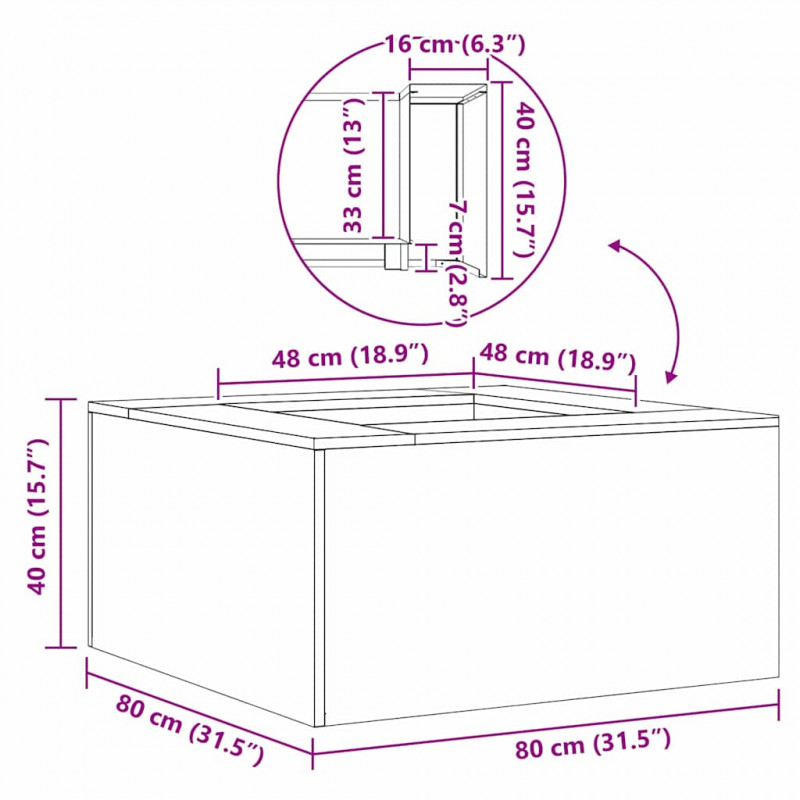 Kominek Czarny 80 x 80 x 40 cm Stal