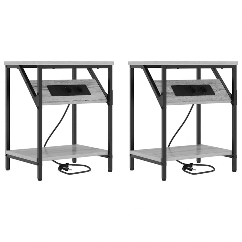 Szafka Nocna 2 pcs Szary Sonoma 38 x 30 x 48 cm