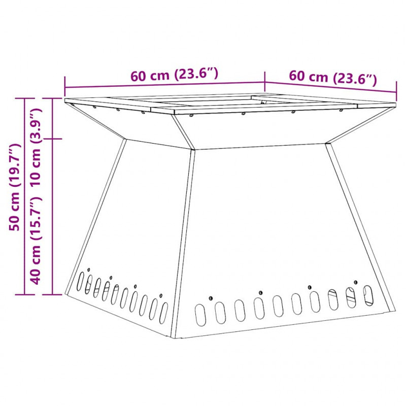Kominek Czarny 60 x 60 x 50 cm Stal